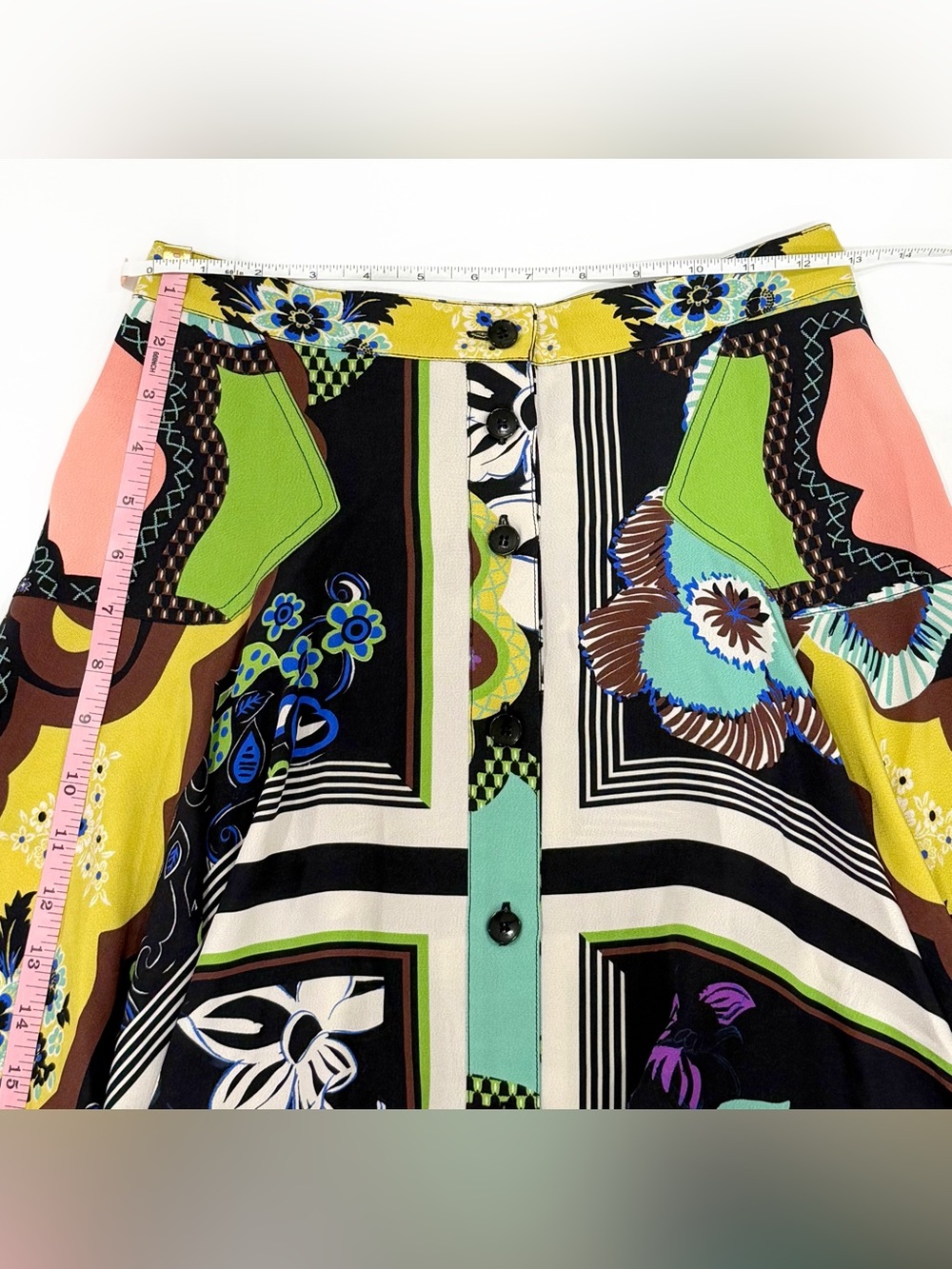 Etro Mixed Floral Patchwork Multicolored Print Silk Skirt | Sz. 40 - Picture 9 of 10